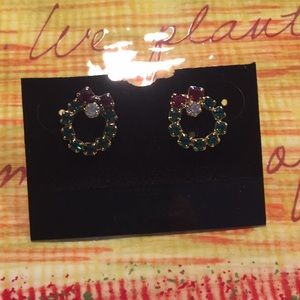 Pretty little Christmas wreath pierced earrings